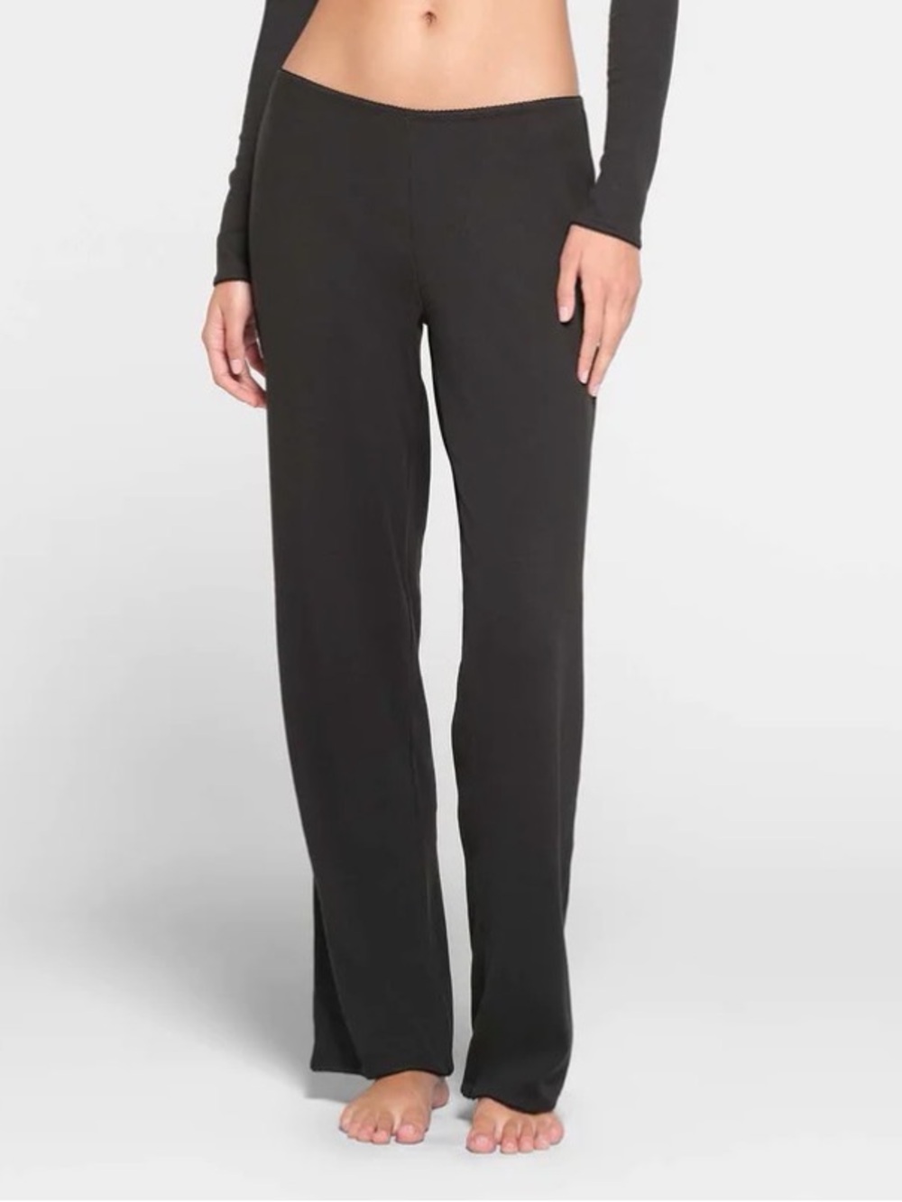 GUC Skims XL Cotton Rib Picot Straight Leg Pant in Black
